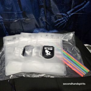 10 Halloween Drink Pouches Bags with Straws - Reclosable Zipper Stand-up 15oz.